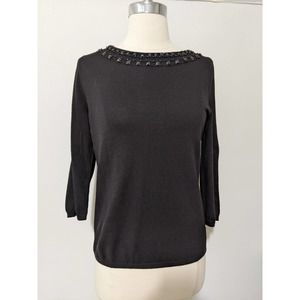 M medium PM DEFECT New $89 Talbot's black Sweater basic knit top